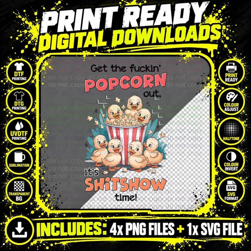 Popcorn It's Shitshow T-Shirt, Funny Sarcastic Tee Png SVG Digital Bundle