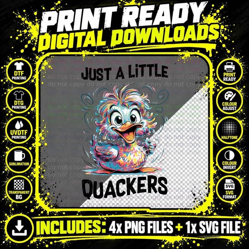 Rainbow Chaotic Duck Art T-Shirt, Funny Sarcastic Png SVG Digital Bundle
