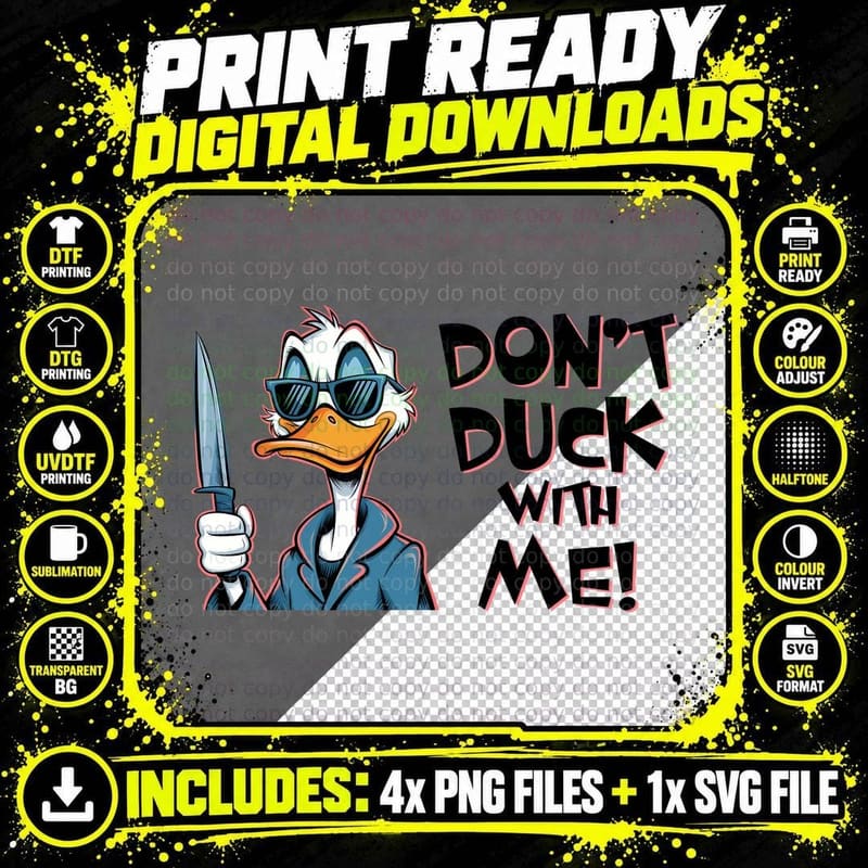 Rainbow Colorful Artistic Duck T-Shirt Png SVG Digital Bundle