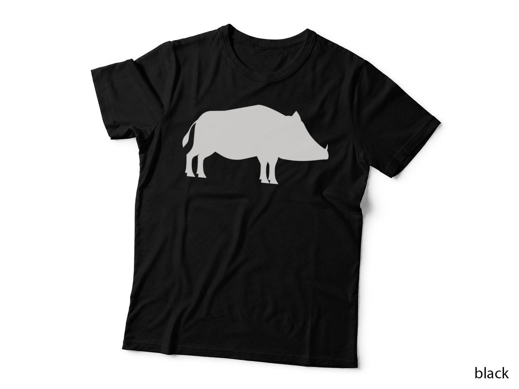 Rhino Silhouette on Gray Background T-Shirt, Trendy Graphic Tee