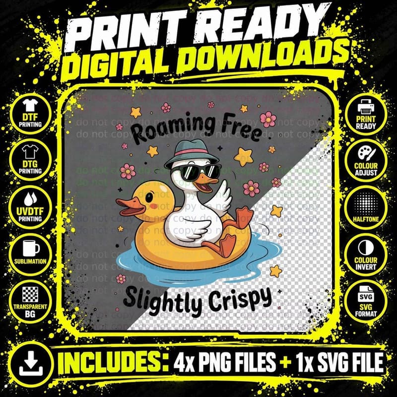 Roaming Free Slightly Crispy Funny Goose T-Shirt Png SVG Digital Bundle