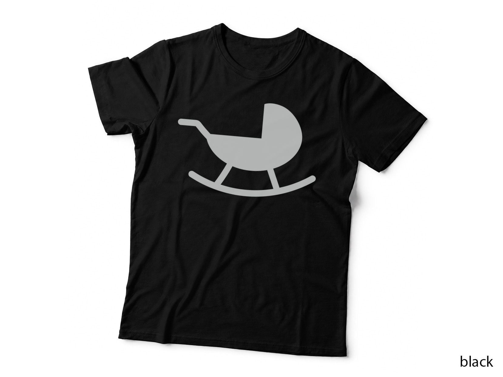 Rocking Baby Carriage Silhouette T-Shirt, Trendy Graphic Tee, Funny Saying Shirt