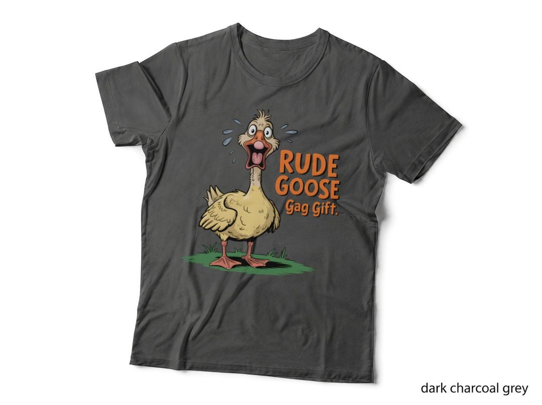Rude Goose Gag Gift. Sarcastic Animal T-Shirt, Angry Cartoon Goose on Grass