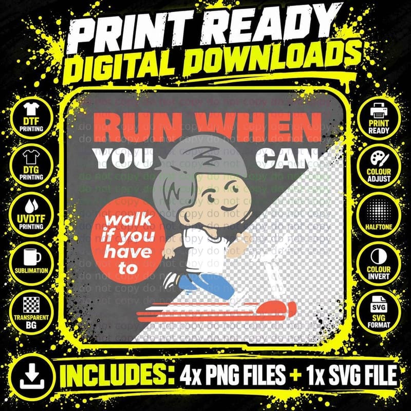 Run When You Can Walk If Have to Elderly Running Png SVG Digital Bundle
