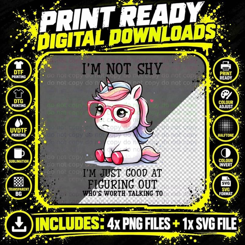 Sad Unicorn Pink Glasses T-Shirt, Funny Sarcastic Png SVG Digital Bundle