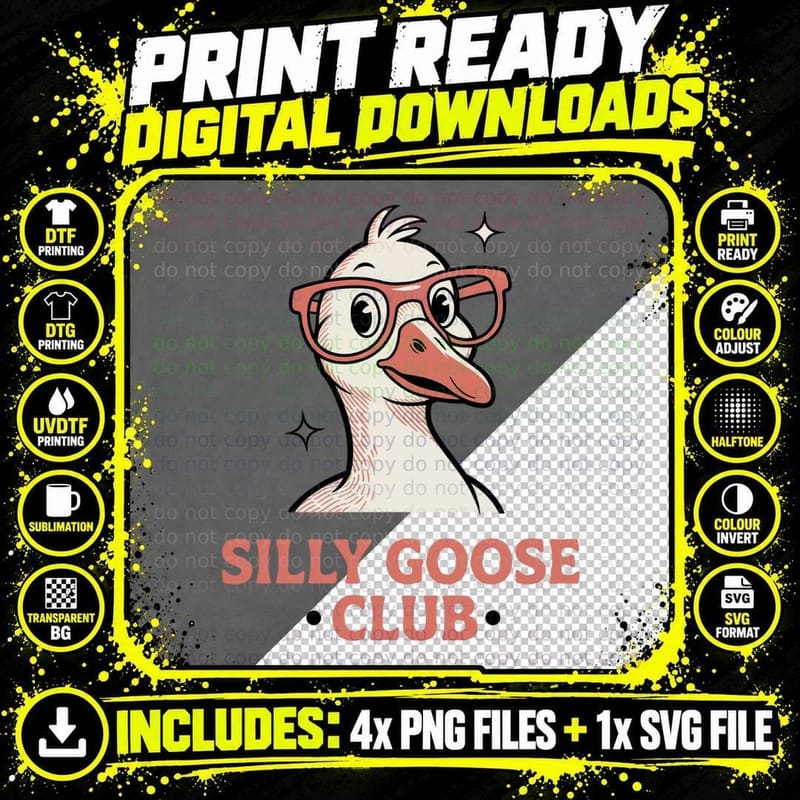 Silly Goose Club Sarcastic Animal T-Shirt Png SVG Digital Bundle