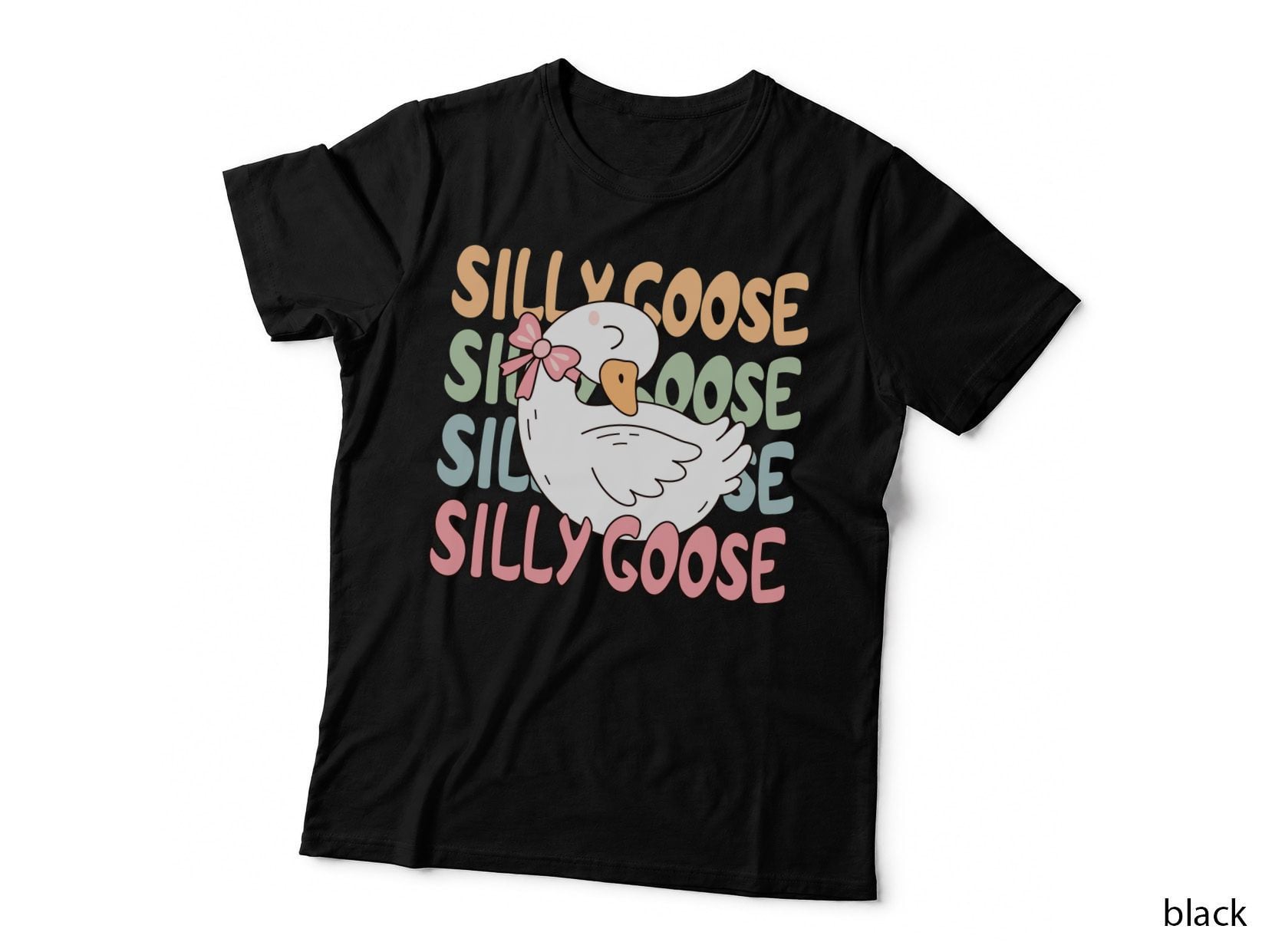 Silly Goose Funny Goose T-Shirt, Silly Goose with Pink Bow Graphic Tee