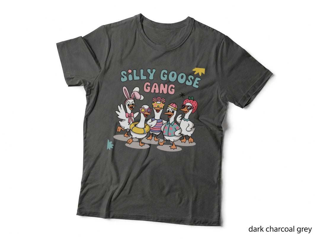 Silly Goose Gang Funny Goose T-Shirt, Cartoon Geese in Summer Outfits Graphic