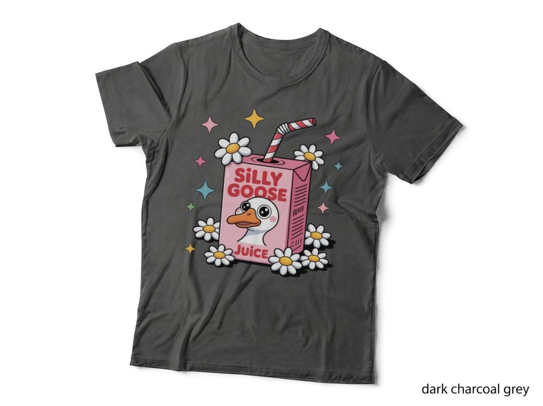 Silly Goose Juice Funny Goose T-Shirt, Cartoon Duck Juice Box with Flowers