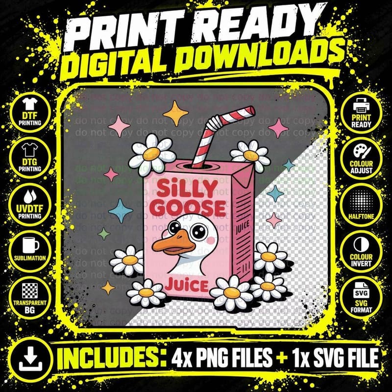 Silly Goose Juice Funny Goose T-Shirt Png SVG Digital Bundle