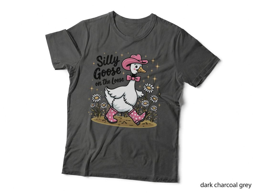 Silly Goose on the Loose Funny Goose T-Shirt, Goose in Cowboy Hat with Flowers