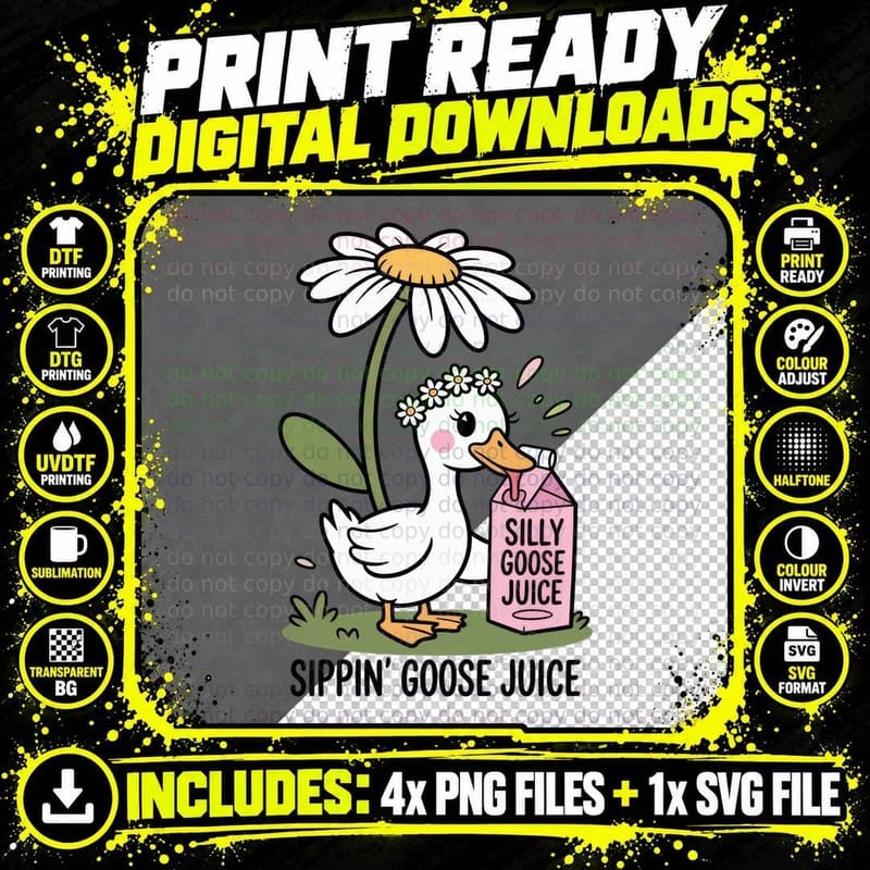 Sippin' Goose Juice Funny Goose T-Shirt Png SVG Digital Bundle