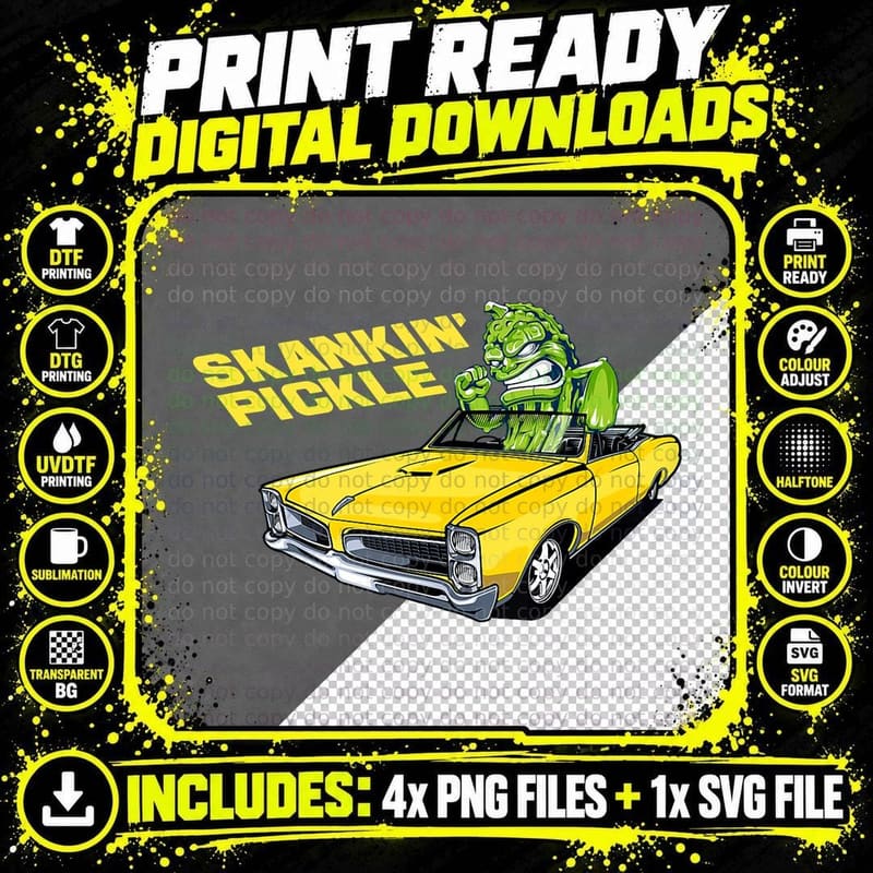 Skankin' Pickle, Funny Food, Unisex Humor, Sarcastic Png SVG Digital Bundle