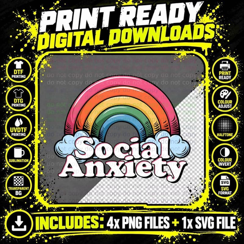Social Anxiety T-Shirt, Funny Sarcastic Tee Png SVG Digital Bundle