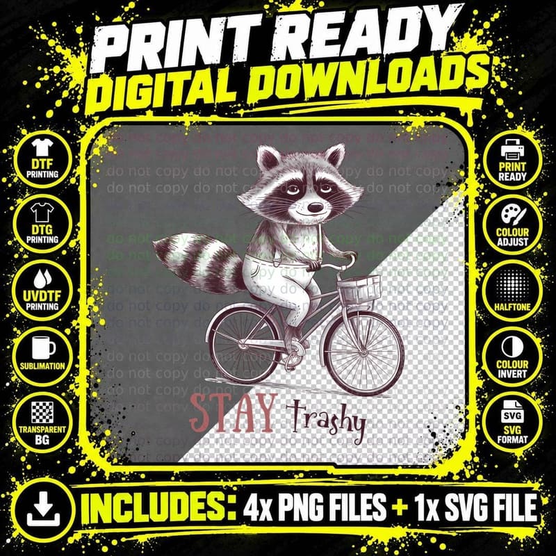 Stay Trashy Sarcastic Animal T-Shirt Png SVG Digital Bundle