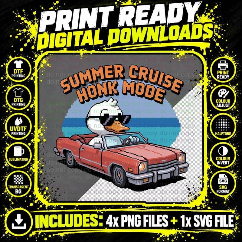 Summer Cruise Honk Mode Funny Goose T-Shirt Png SVG Digital Bundle