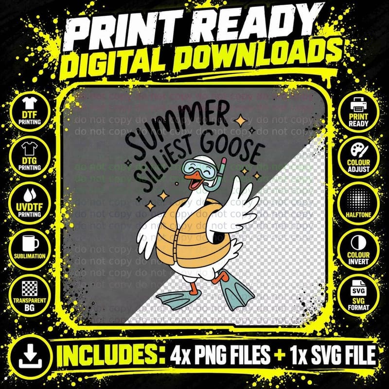 Summer Silliest Goose Funny Goose T-Shirt Png SVG Digital Bundle