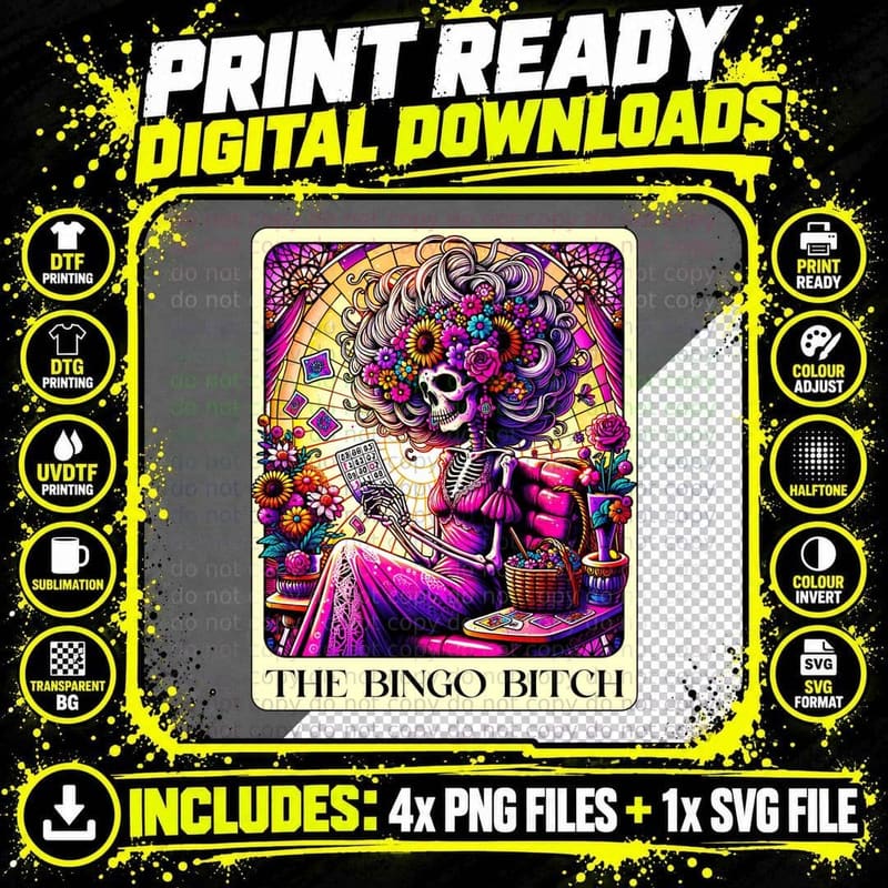 The Bingo Bitch T-Shirt, Funny Tarot Card Tee Png SVG Digital Bundle