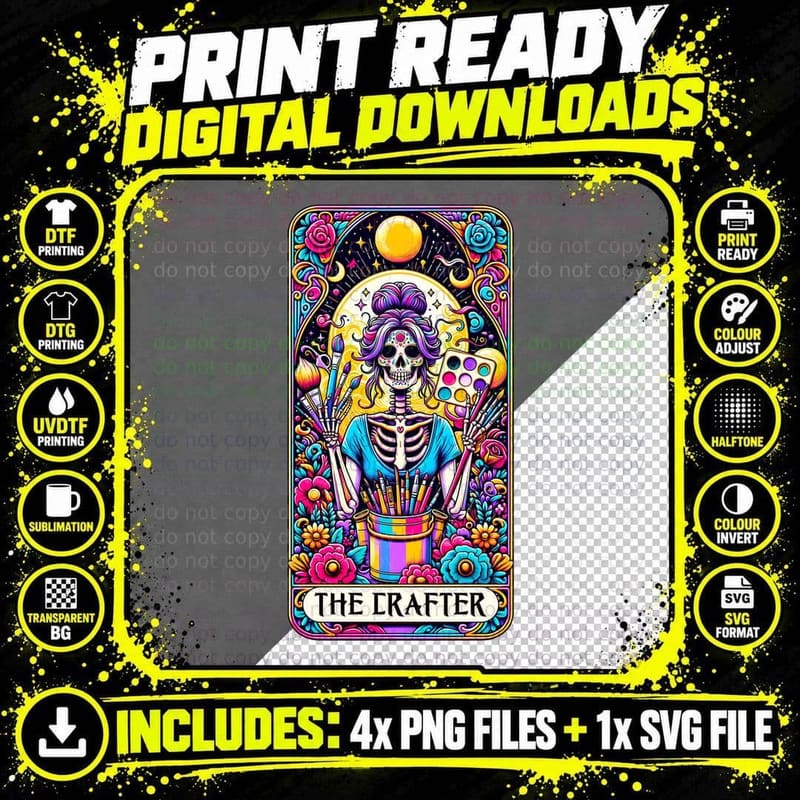 The Crafter T-Shirt, Funny Tarot Card Tee Png SVG Digital Bundle