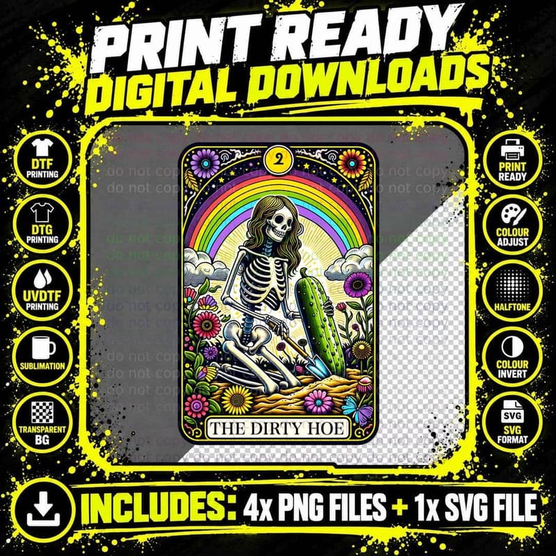 The Dirty Hoe T-Shirt, Funny Tarot Card Tee Png SVG Digital Bundle
