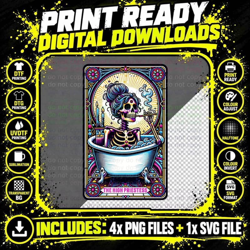The High Priestess T-Shirt, Funny Tarot Card Tee Png SVG Digital Bundle