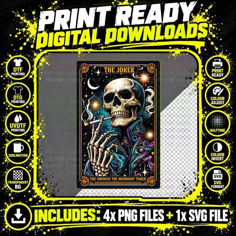 The Joker T-Shirt, Funny Tarot Card Tee Png SVG Digital Bundle