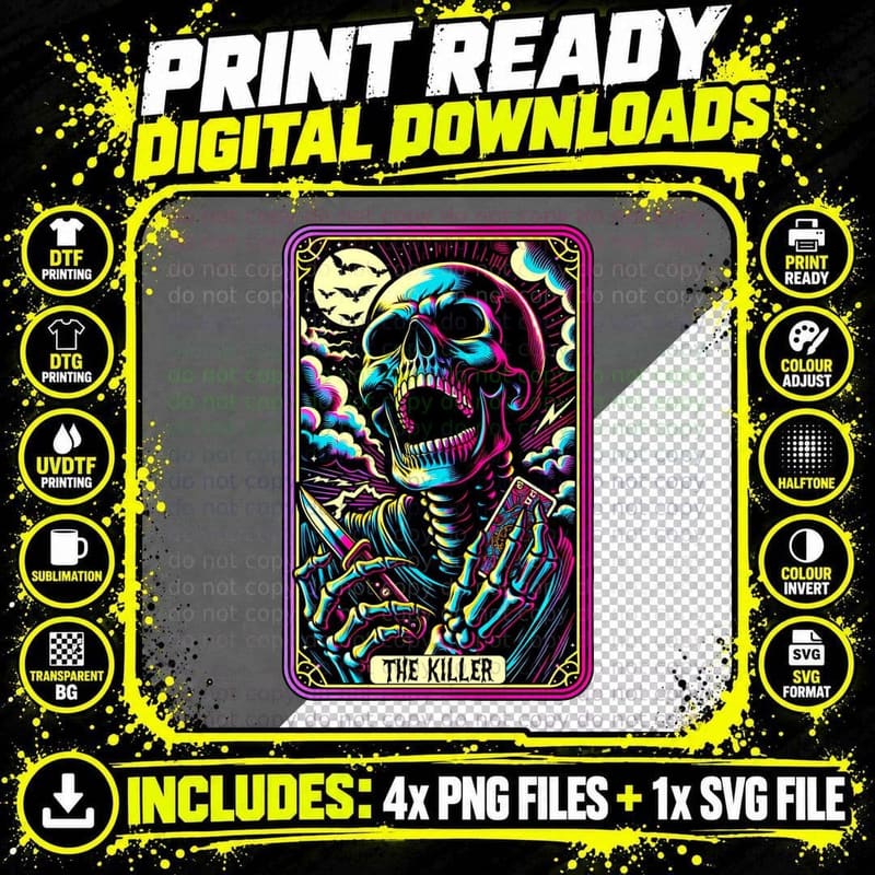 The Killer T-Shirt, Funny Tarot Card Tee Png SVG Digital Bundle