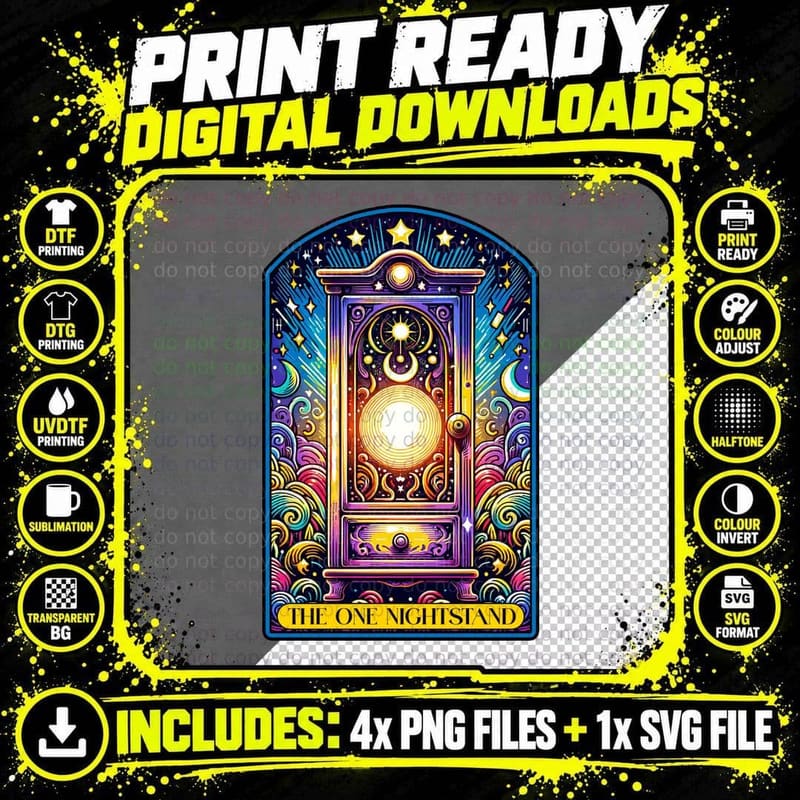 The One Nightstand T-Shirt, Funny Tarot Card Tee Png SVG Digital Bundle