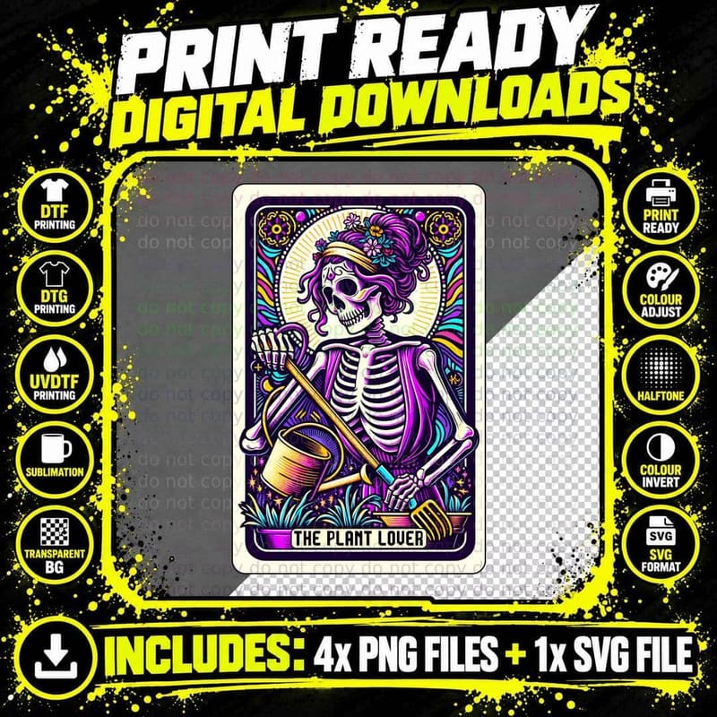 The Plant Lover T-Shirt, Funny Tarot Card Tee Png SVG Digital Bundle