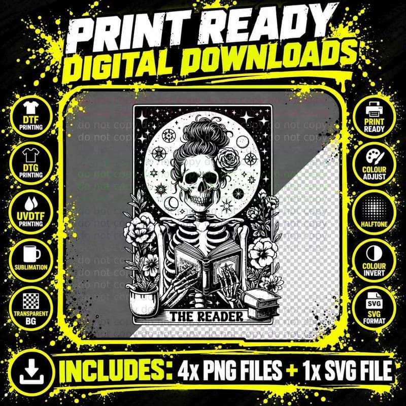 The Reader T-Shirt, Funny Tarot Card Tee Png SVG Digital Bundle