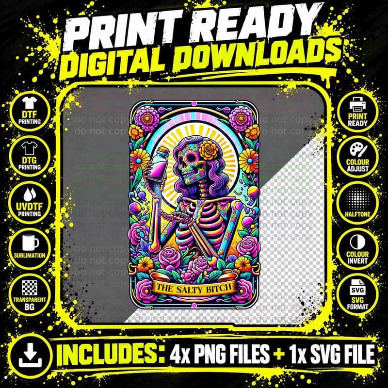 The Salty Bitch T-Shirt, Funny Tarot Card Tee Png SVG Digital Bundle