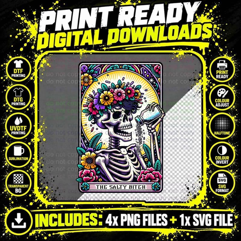 The Salty Bitch T-Shirt, Funny Tarot Card Tee Png SVG Digital Bundle