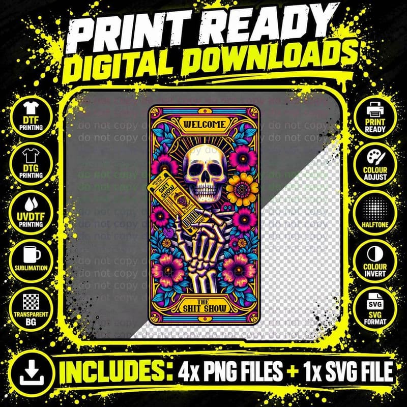 The Shit Show T-Shirt, Funny Tarot Card Tee Png SVG Digital Bundle
