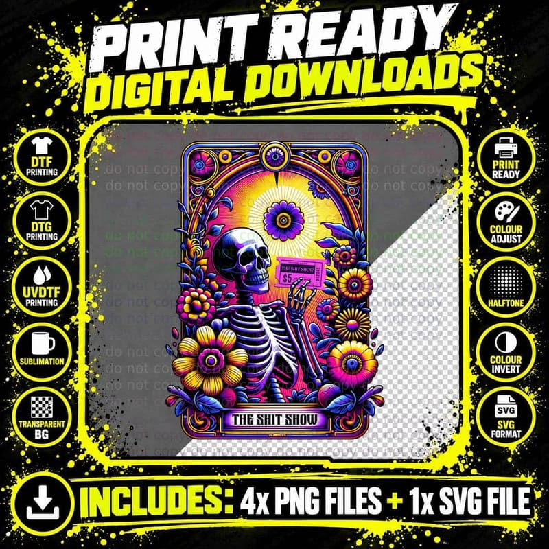 The Shit Show T-Shirt, Funny Tarot Card Tee Png SVG Digital Bundle