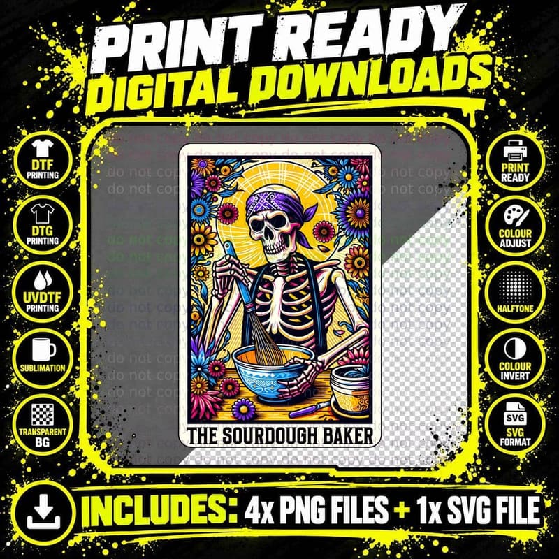 The Sourdough Baker T-Shirt, Funny Tarot Card Tee Png SVG Digital Bundle
