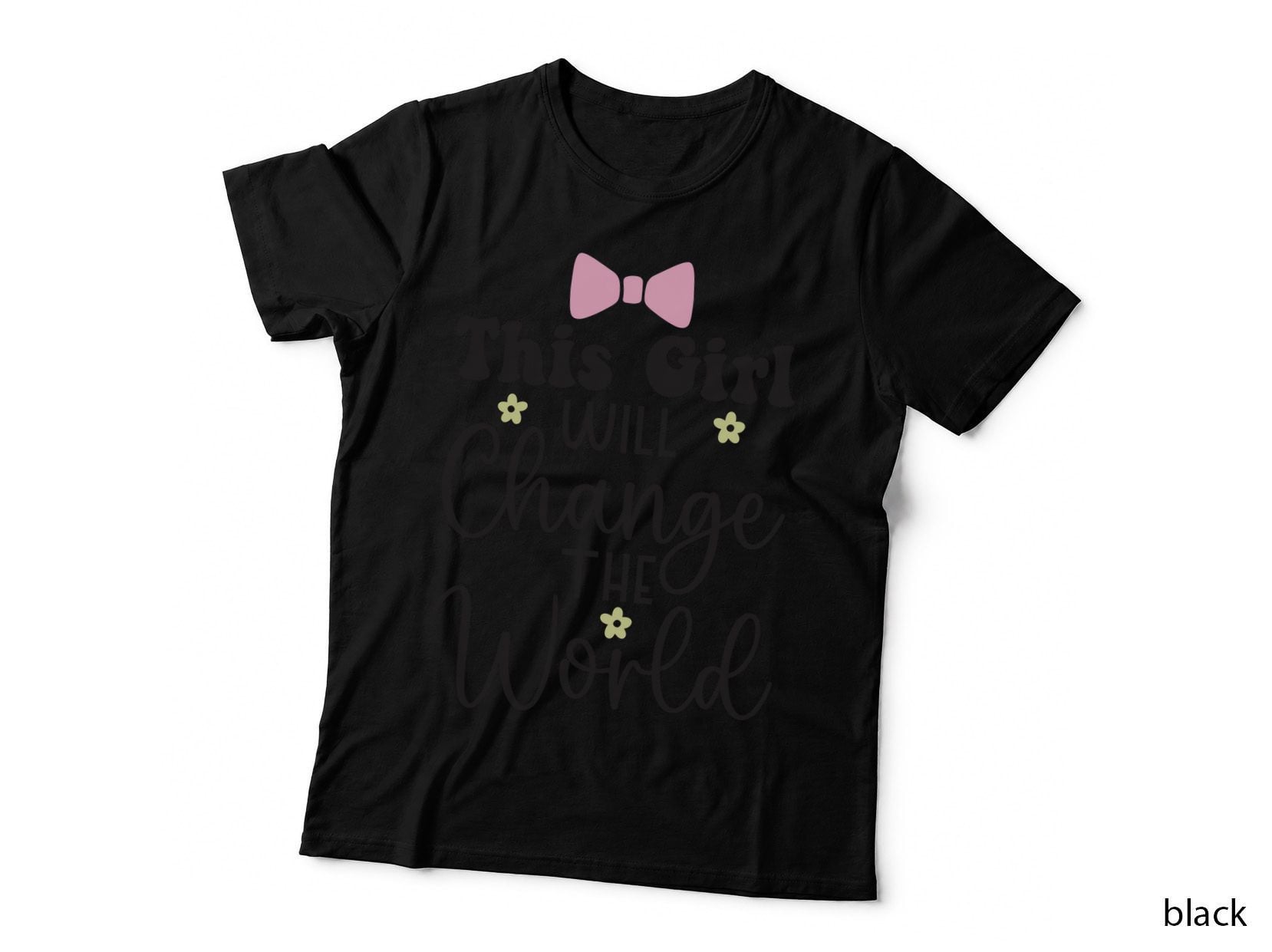 This Girl Will Change the World T-Shirt, Girl Power Graphic with Bow Graphic