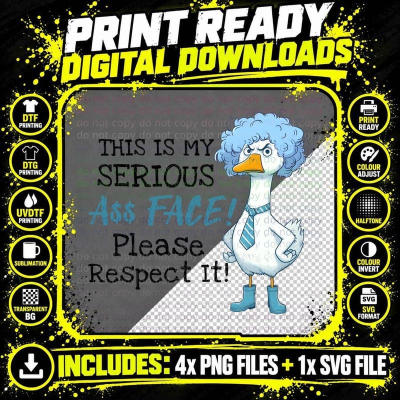 This Is My Serious Ass Face! Please Respect It! Funny Png SVG Digital Bundle