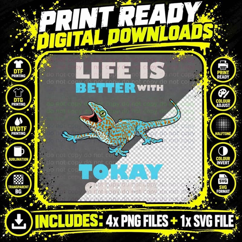 Tokay Gecko Funny Saying Reptile Lizard Png SVG Digital Bundle