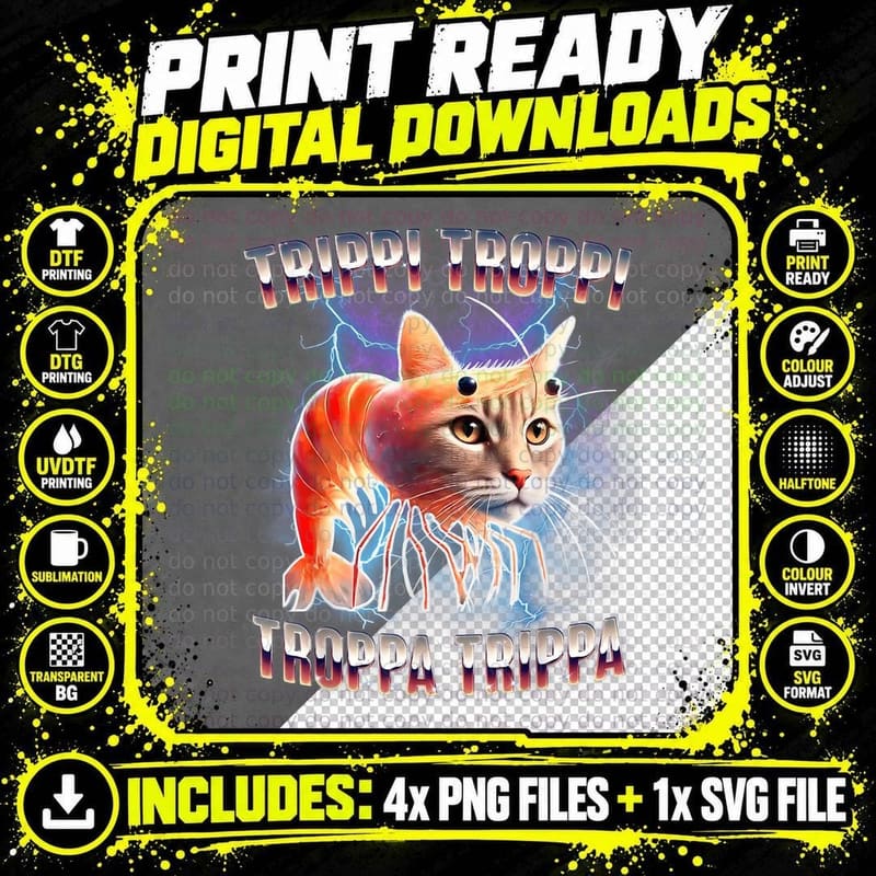 Trippi Troppi Troppa Trippa Brainrot Italian Meme Png SVG Digital Bundle