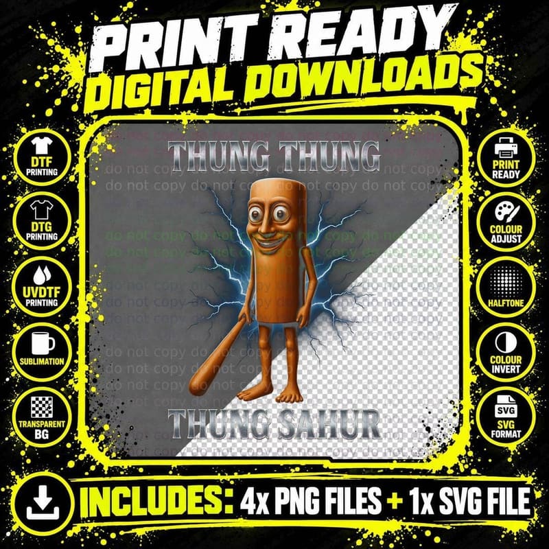 Tung Sahur Italian Brainrot T-Shirt Png SVG Digital Bundle