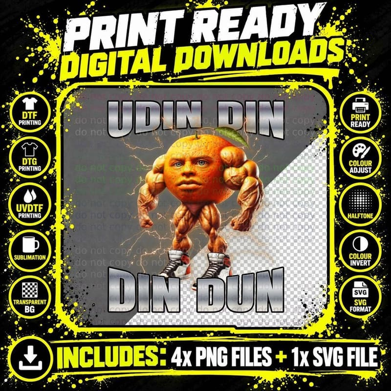 Udin Din Dun Meme, Funny Quote, Men's Humor T-Shirt Png SVG Digital Bundle