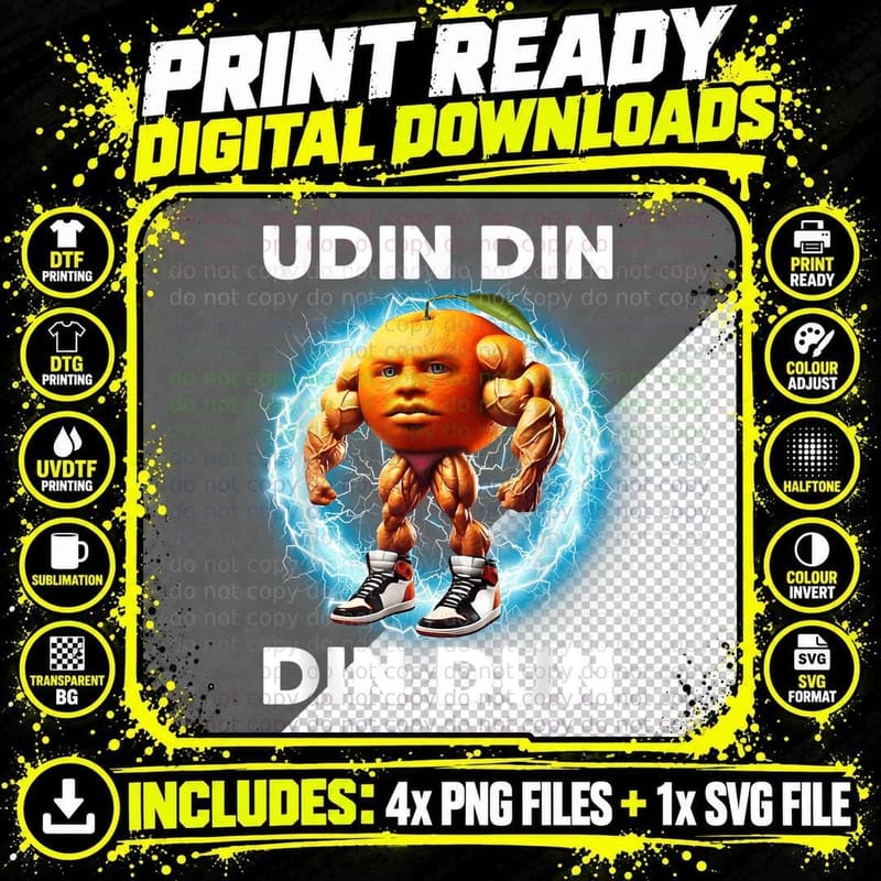 Udin Din Dun Udindindindun Italian Brainrot Meme Orange Png SVG Digital Bundle