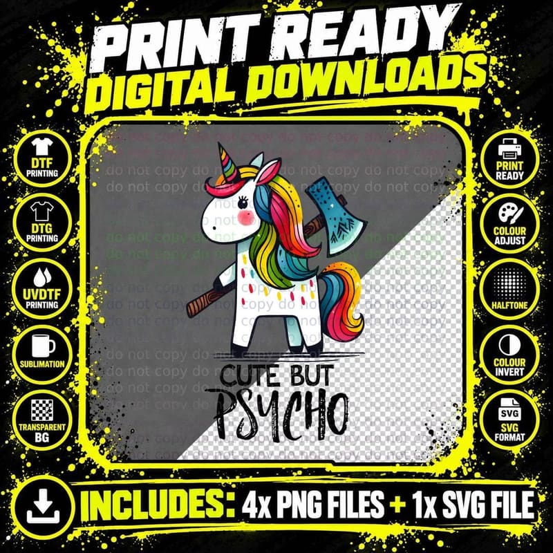 Unicorn Holding Axe Weapons T-Shirt Png SVG Digital Bundle