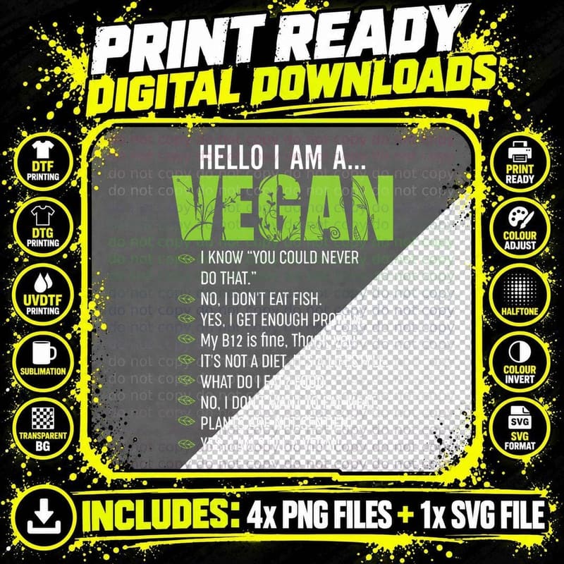 Vegan Sarcasm T-Shirt, Funny Vegetarian Quote Png SVG Digital Bundle