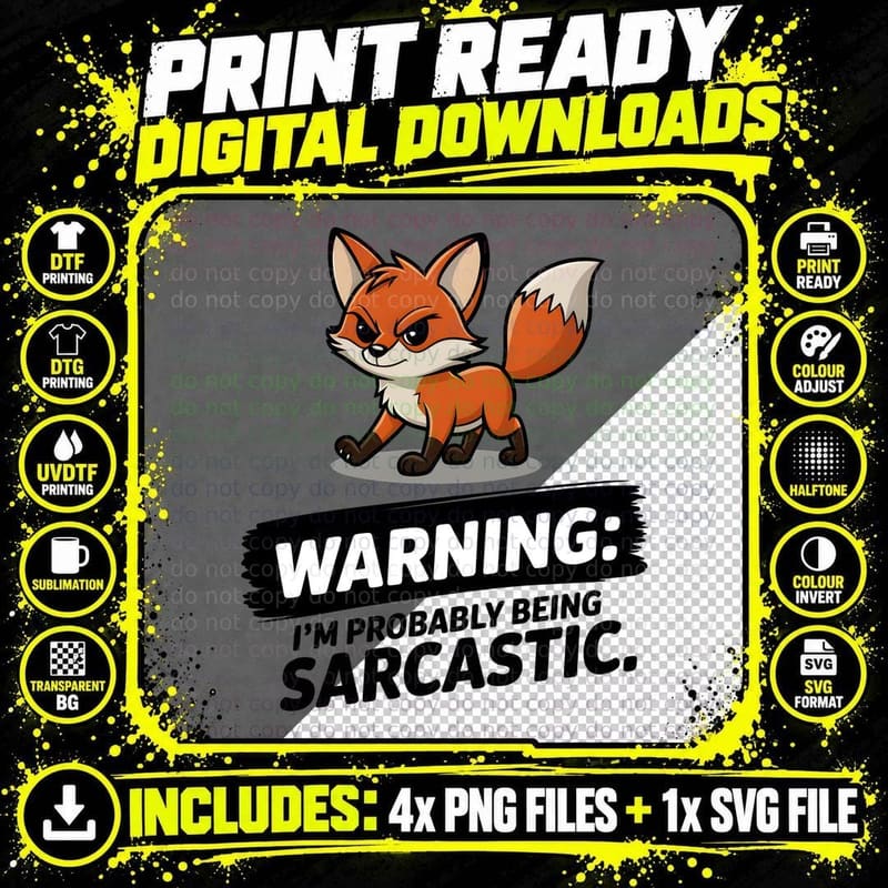 Warning I'm Probably Going to Sarcasm Everyone T-Shirt Png SVG Digital Bundle
