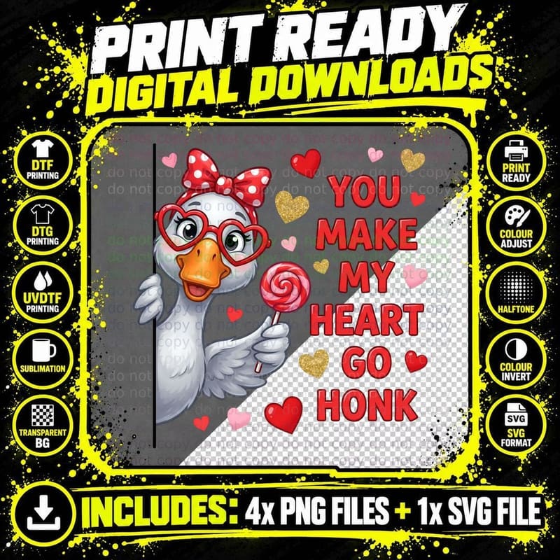 You Make My Heart Go Honk Funny Goose T-Shirt Png SVG Digital Bundle