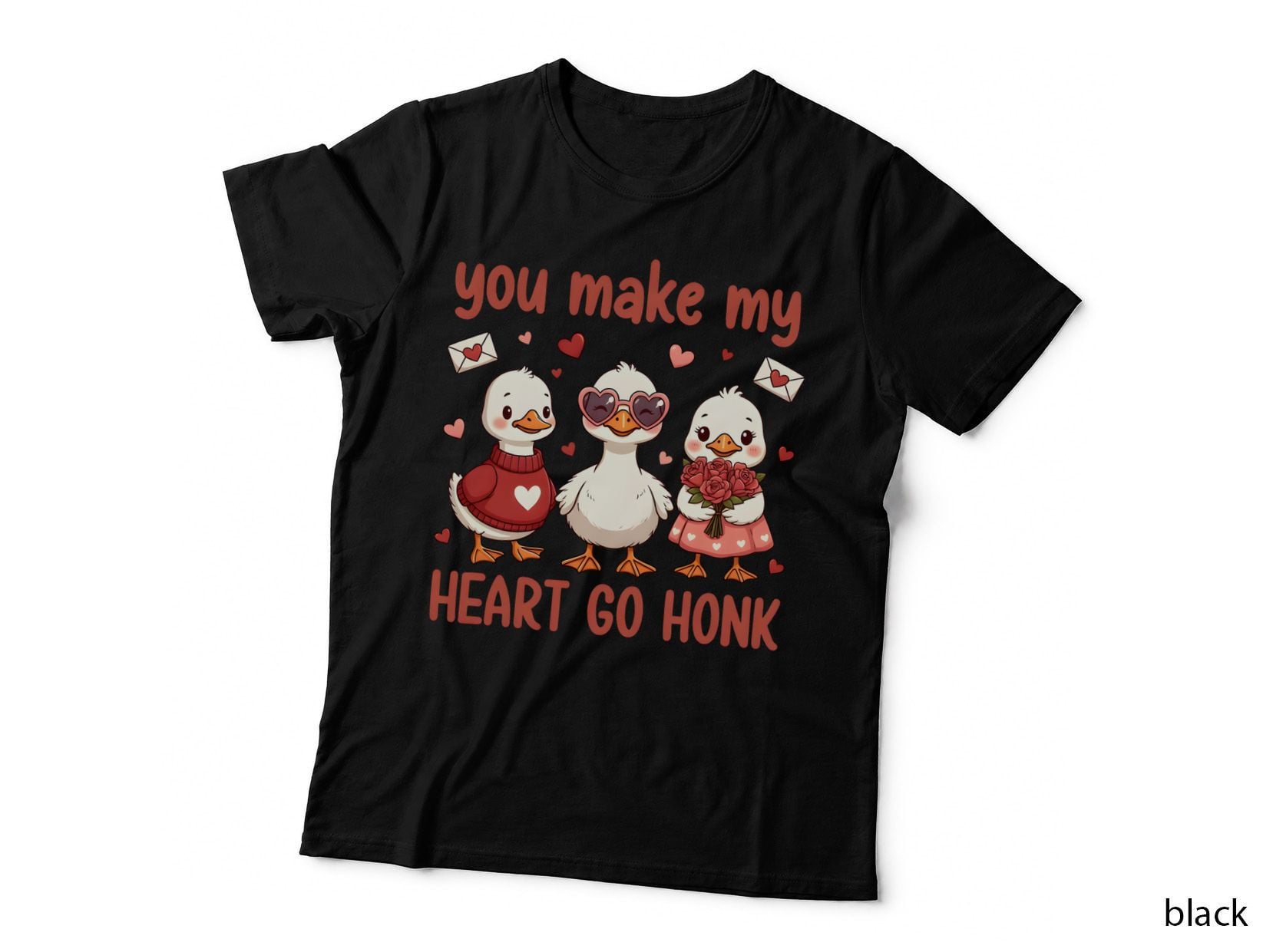 You Make My Heart Go Honk Funny Goose T-Shirt, Three Cute Ducks with Hearts
