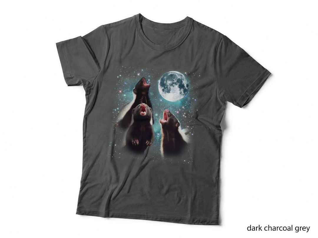 3 Skunk Moon Howling Skunk Head Funny for Men, Women, Kid T-Shirt