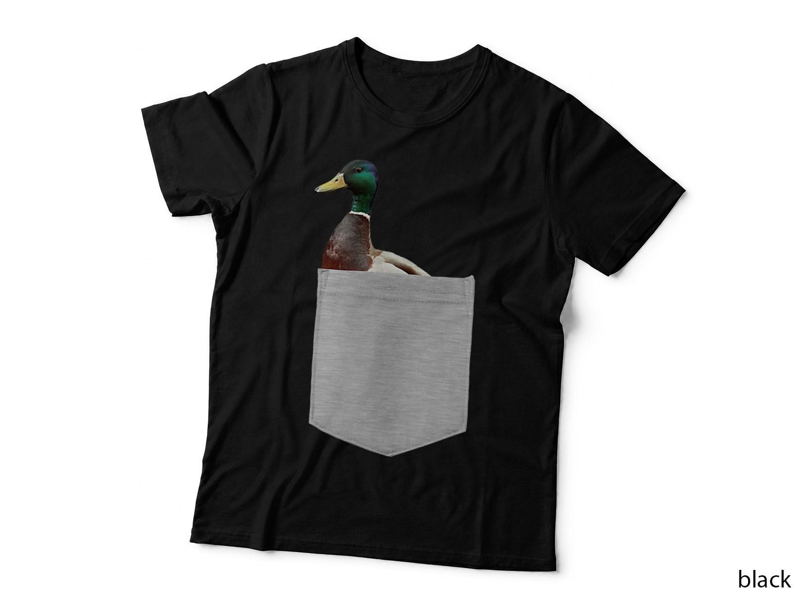 Animal in Your Pocket Funny Mallard Duck Peeking Out T-Shirt