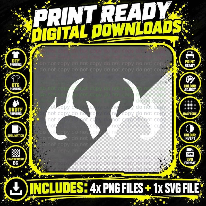 Antler Silhouette Design T-Shirt, Trendy Graphic Tee Png SVG Digital Bundle
